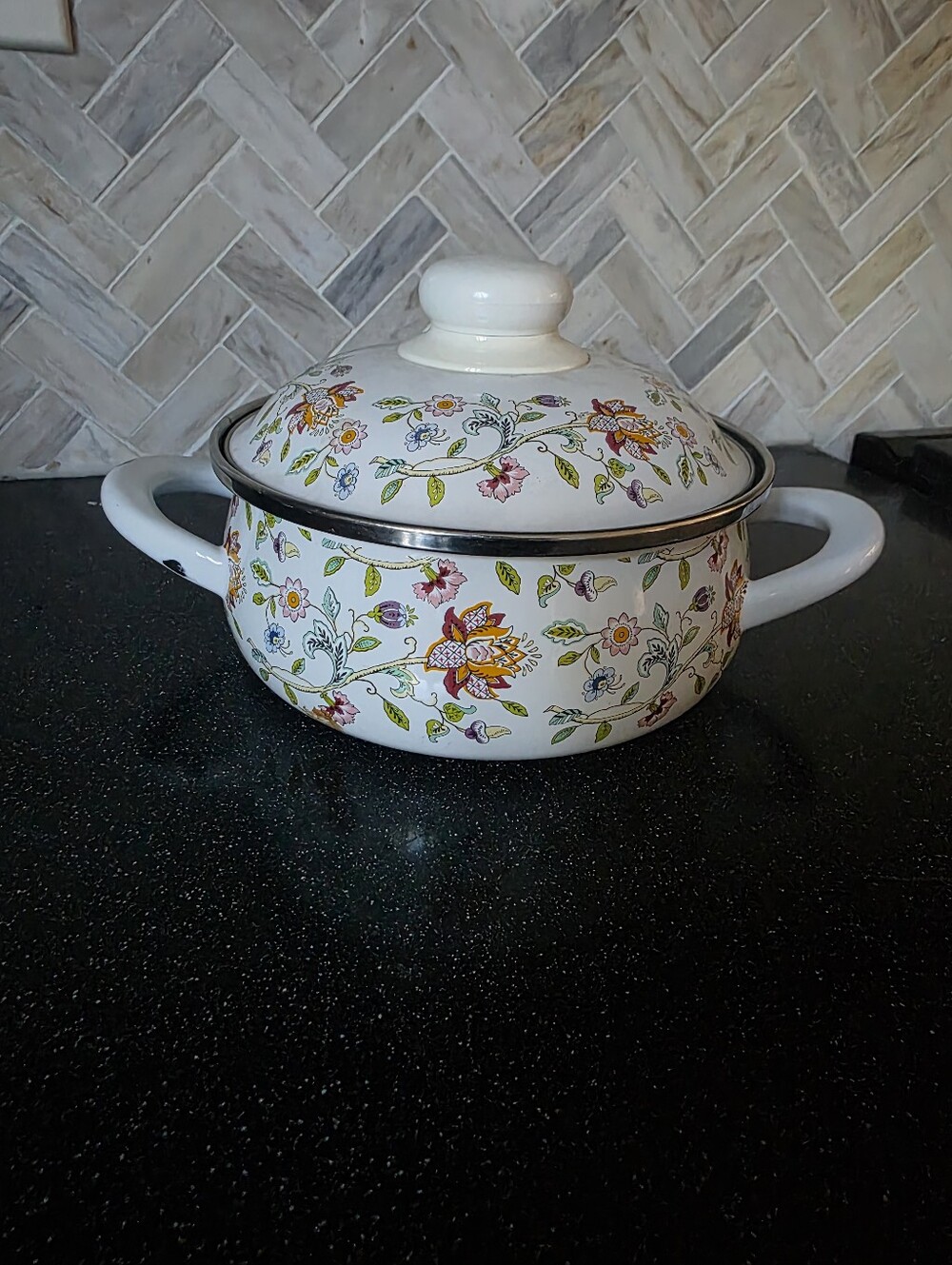 Minton Prinz HADDON HALL 1.5 QT Covered Casserole Stove Top Enameled Pan GERMANY